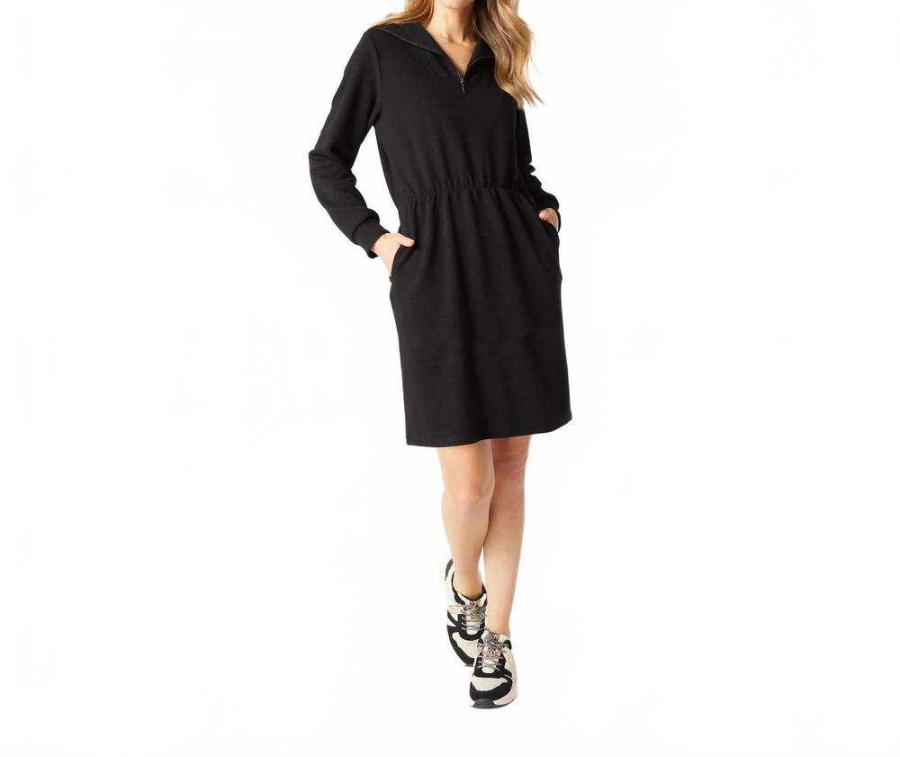 NEW COCO + CARMEN lyla long sleeve dress with pockets in black